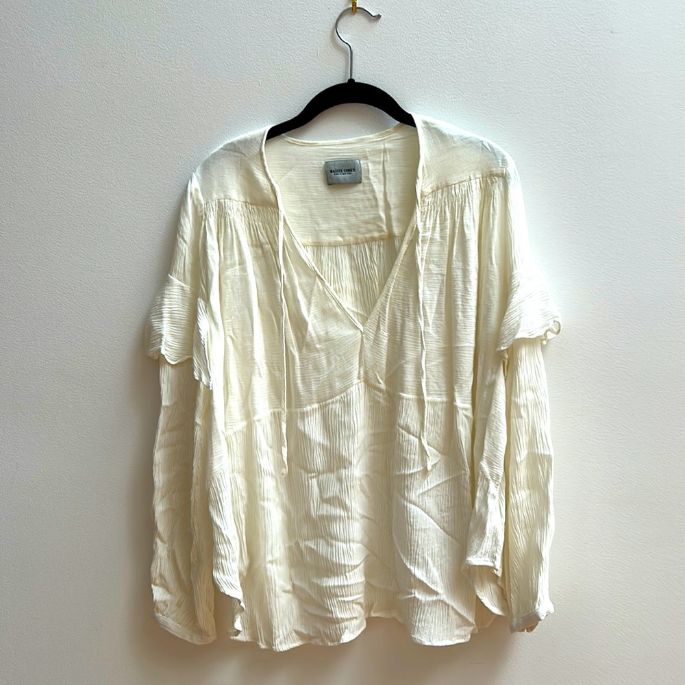 Rachel Comey cream blouse with detailing and tie neck